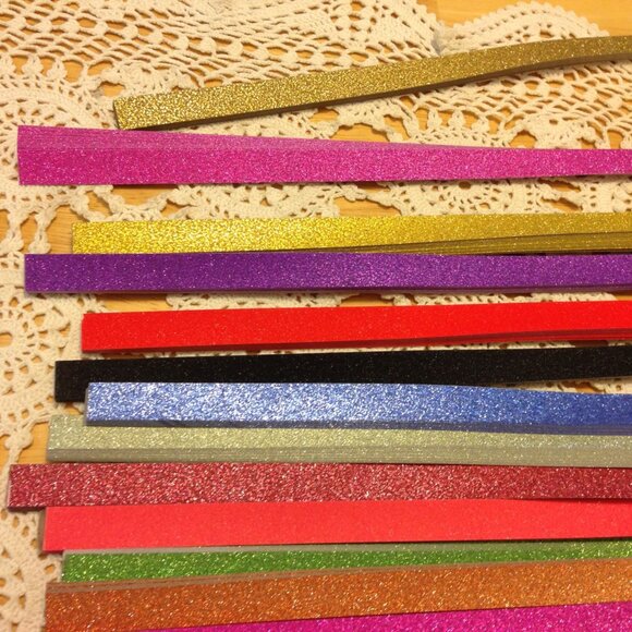 origami / quilling paper strips, glitter colors - Picture 4 of 5